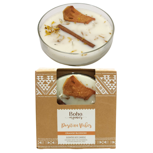 Soy Candle with Natural Flora Scented Orange Blossom Triple Wick 200g 13cm 1pce