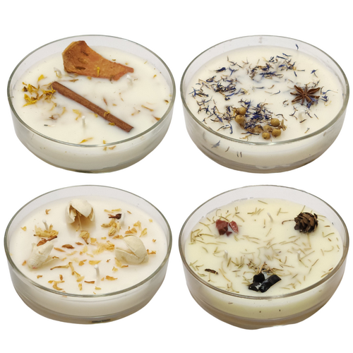 4x Soy Candles Set with Natural Flora Scented Triple Wick 200g Each 13cm