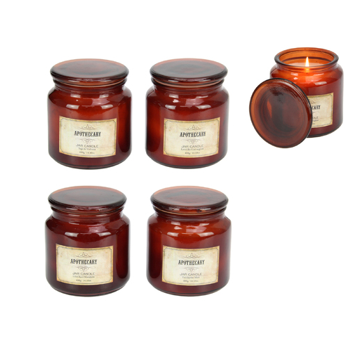 4x Scented Candles Set Glass Jar 11cm 4 Asstd Scents Beautiful Amber Jar