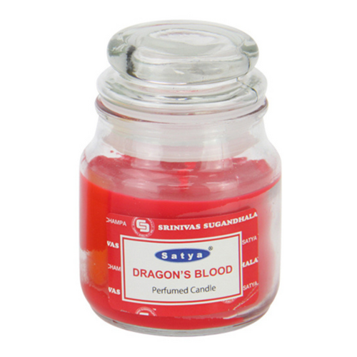 Satya Scented Candle in Glass Jar 85g Red Dragons Blood Scent 1pce