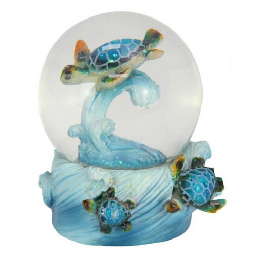 6.5cm Turtle On Wave Waterball Snow Globe Glitter Aqua Blue