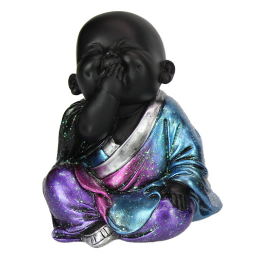 Galaxy Monk Speak No Evil in Purple/Blue Robe Resin 15cm 1pce