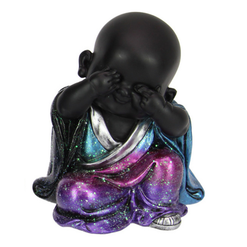 Galaxy Monk See No Evil in Purple/Blue Robe Resin 15cm 1pce