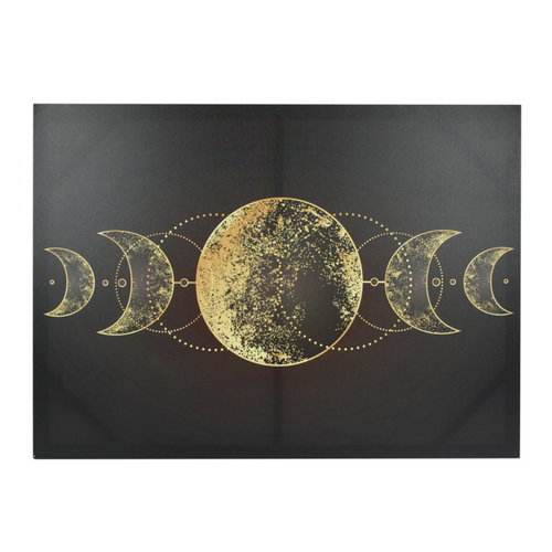 Triple Moon Witch Canvas Wall Art 1pce 70x50cm Black & Gold Detailed