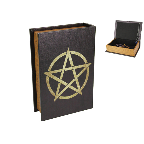 Book Box Pentagram Witch Design Black & Gold 1pce 23x17cm Secret Storage
