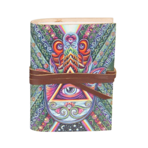 Trippy Hamsa Pocket Journal Leather 10cm Mystic Design Spell Book (4x3") 