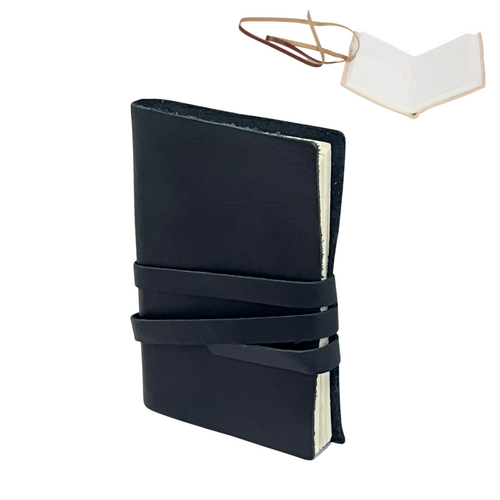 Black Pocket Journal Leather 10cm Mystic Design Spell Book (4x3")