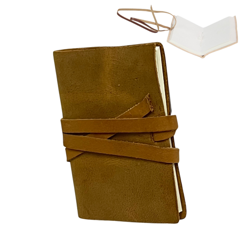 Tanned Pocket Journal Leather 10cm Mystic Design Spell Book (4x3")
