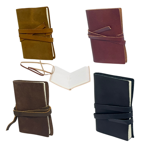 4x Pocket Journals Set Leather 10cm Mystic Design Spell/Writing Book (4x3")