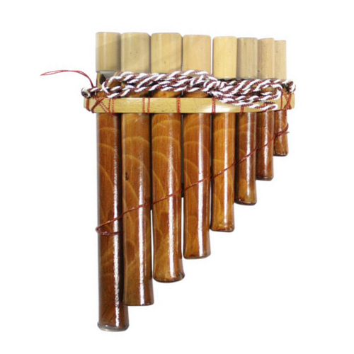Panpipe Flute Musical Instrument Handmade with Natural Bamboo Brown Coloured