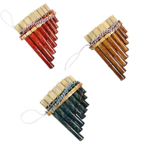 3x Panpipes Musical Flutes Set Handmade Natural Bamboo 16cm