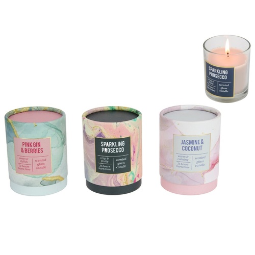 150g Marble Look Candle Set of 3 - Pink Gin & Berries, Prosecco, Jasmine & Coconut