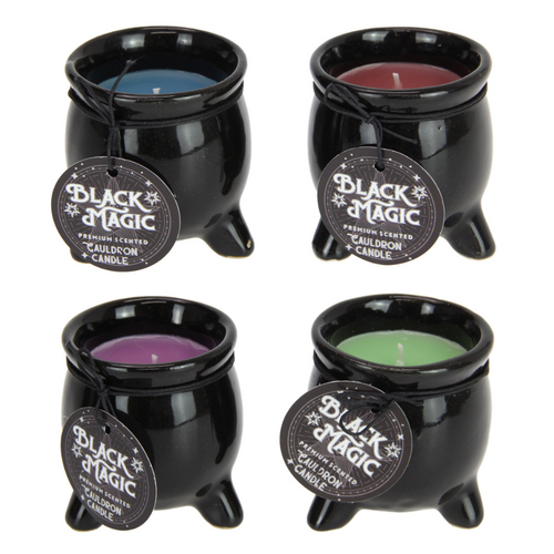 4x Black Magic Cauldron Scented Candles Set Wax Black 100g