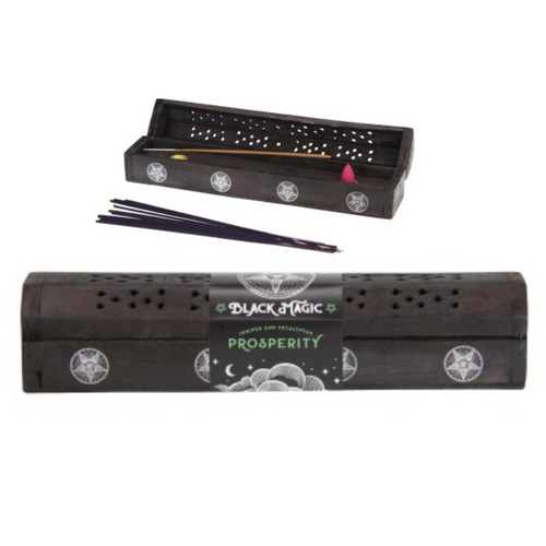 Black Magic Incense Box Holder with 10 Scented Sticks Juniper & Eucalyptus