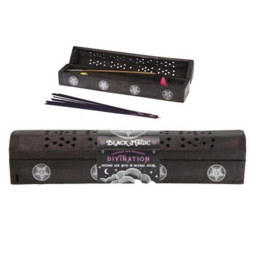 Black Magic Incense Box Holder with 10 Scented Sticks Lavender & Rosemary