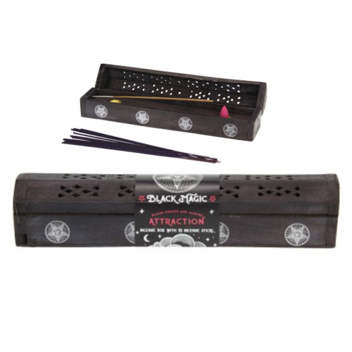 Black Magic Incense Box Holder with 10 Scented Sticks Blood Orange & Jasmine