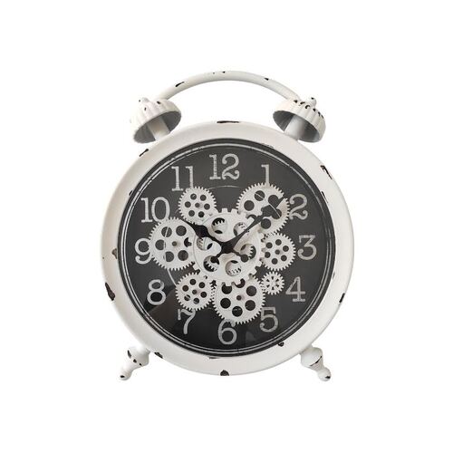 40cm Cogs Clock Black And White Antique Style Rustic