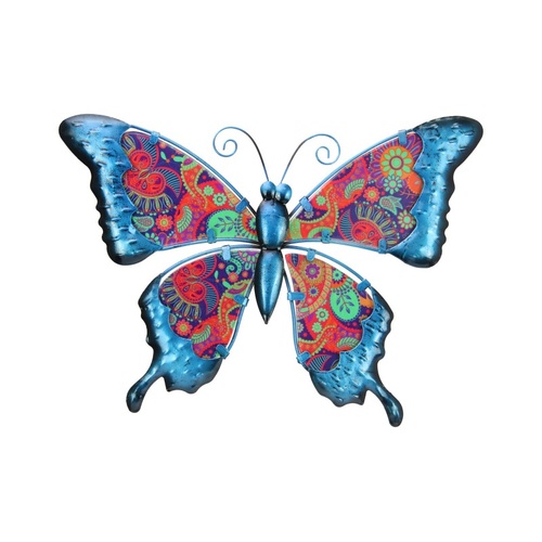 32cm Blue Glass Butterfly Wall Art - Vibrant Decorative Wall Accent