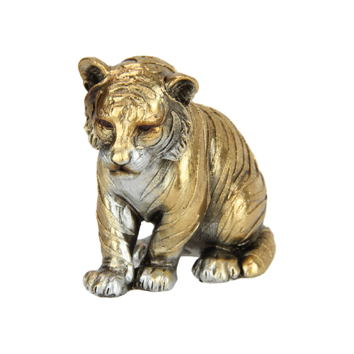 Sitting Gold Tiger Ornament 8cm Resin 1pce Modern Home Decor