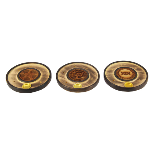 3x Incense Stick & Cone Holders Set 10cm Round Shape Design