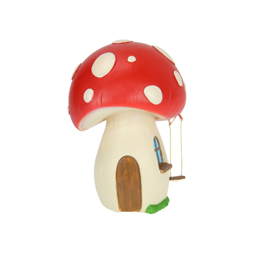 Fairy Garden Mushroom with Swing 21cm Cute Ornamental Decoration 1pce