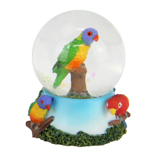 Snow Globe Rainbow Lorikeet Bird Animal in Glass Water Ball 4.5cm 1pce