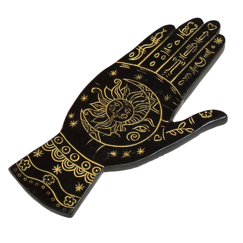 Palmistry Incense Stick Holder & Burner Black Henna Sun Design 19cm 1pce