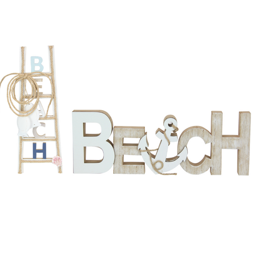 2pce Beach Plaques Ornaments Set Natural Nautical Wooden