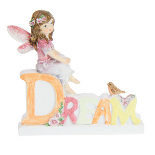 Fairy Dream Ornament Pink Cute Inspirational Word Decoration 11cm 1pce