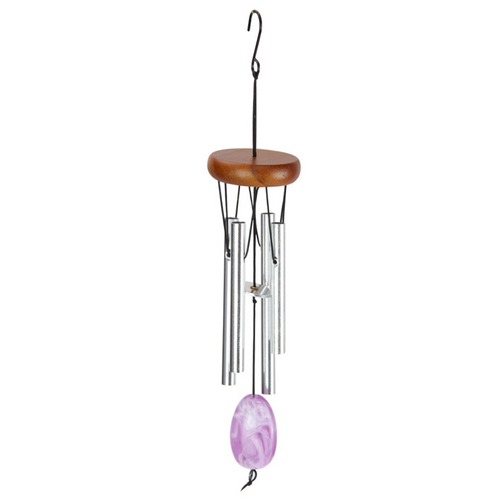 Gemstone Wind Chime Purple Sail High Zen Pitch Wooden Top 23cm