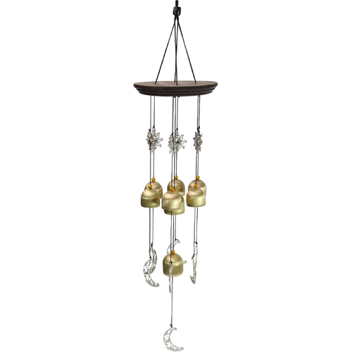 Brass Bell Wind Chime Sun & Moon Features 58cm Soft Pitch