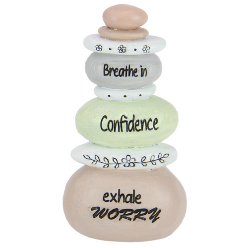 Cairn Rock Stack with Confidence Inspirational Wording 13cm Resin 1pce