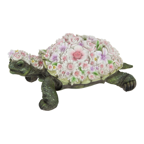 Tortoise Ornament in Colourful Floral Design Outdoor & Garden Resin 34cm