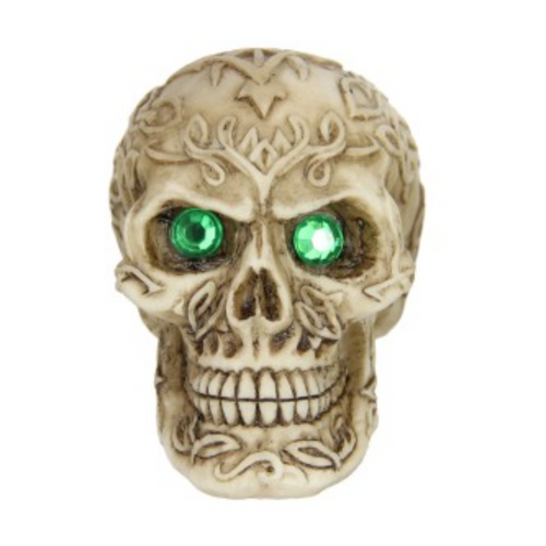 7cm Gothic Skull Small Ornament Green Gem Eyes Resin 1pce