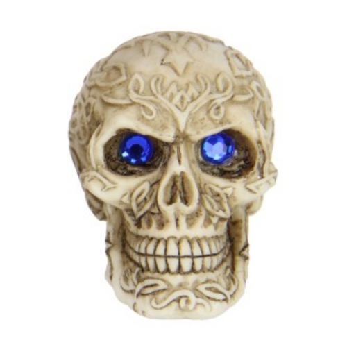 7cm Gothic Skull Small Ornament Blue Gem Eyes Resin 1pce