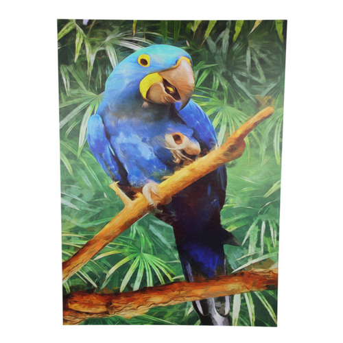 Canvas Print Tropical Bird in Forest Blue Parrot 50x70cm on Frame Ready to Hang