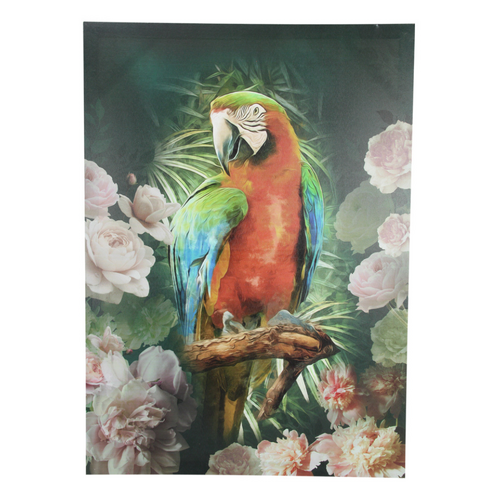 Canvas Print Parrot Tropical Bird in Forest 50x70cm Size Stretched on Frame