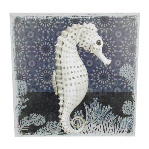 Canvas Print Nautical Sealife Seahorse 50x50cm Stretched & Framed Ready to Hang