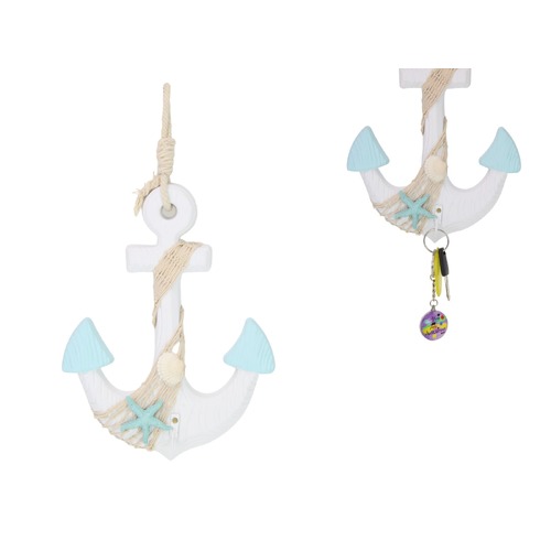 Beach Anchor with Key Hook Hanging 28cm Beach Themed