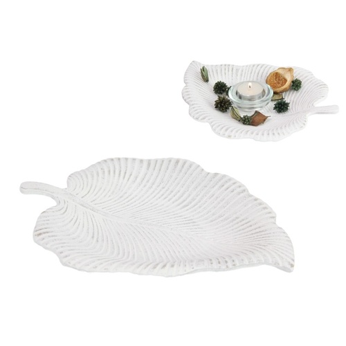 27cm MDF Leaf Decor Plate - Natural Style Decorative Accent