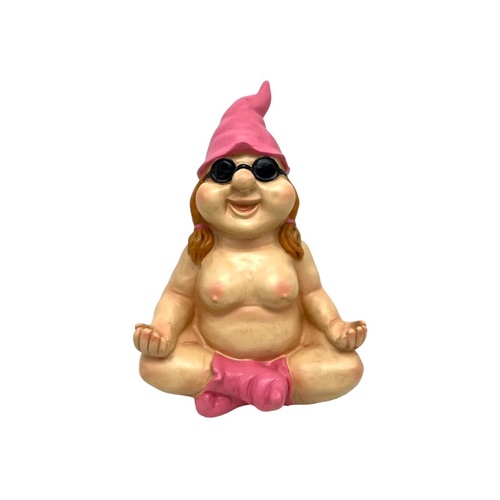 29cm Naked Yoga Gnome - Funny Female Meditation Statue | Quirky Garden Decor