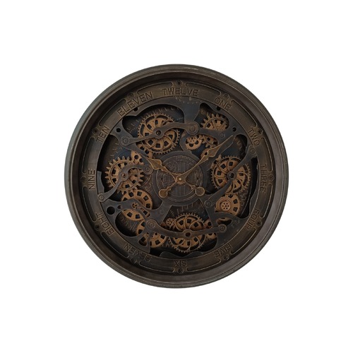 Brown Antique Cogs Clock 76cm Rustic Style