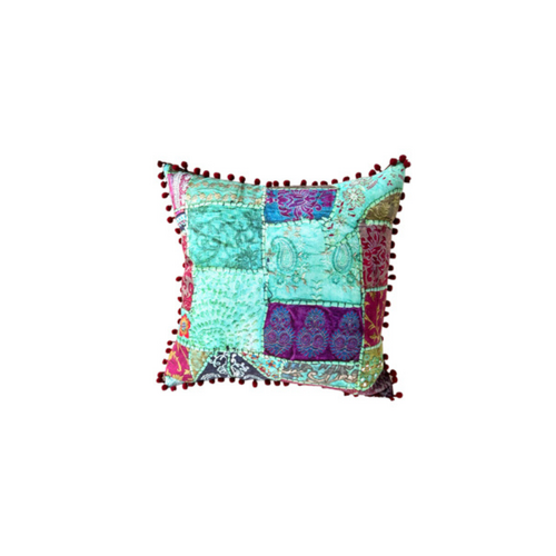 45x45cm Boho Microfibre Cushion - Blue Green Tones Decorative Pillow