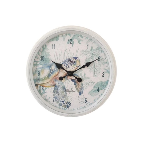 40cm Coastal Turtle Wall Clock, Beach Theme by Kelly Lane