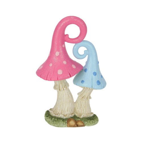 22cm Twin Fairy Mushroom - Pink & Blue Fantasy Garden Decor