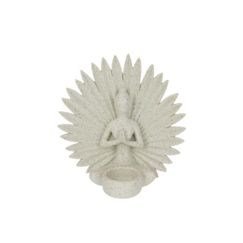 16cm Coral Yoga Lady in Praying Pose, Meditation Figurine for Home Decor