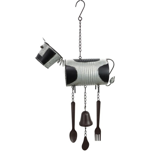 60cm Tin Cow Wind Chime - Rustic Farm Garden Decor