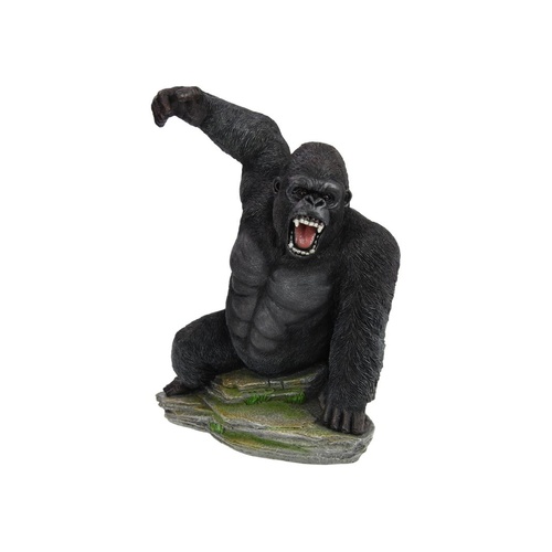 48cm Alpha Mountain Gorilla Statue - Majestic Wildlife Jungle Decor