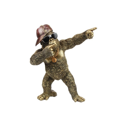 28cm Standing Dabbing Gorilla Statue - Fun Urban Jungle Decor Figurine