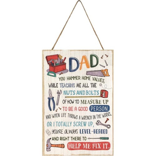 Dad Wisdom Wall Plaque 30x20cm, Hanging Sign with Funny & Heartfelt Sayings